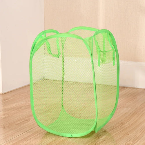 Foldable Color Mesh Clothes Dirty Clothes Basket Household Mesh Dirty