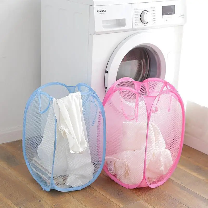Foldable Color Mesh Clothes Dirty Clothes Basket Household Mesh Dirty