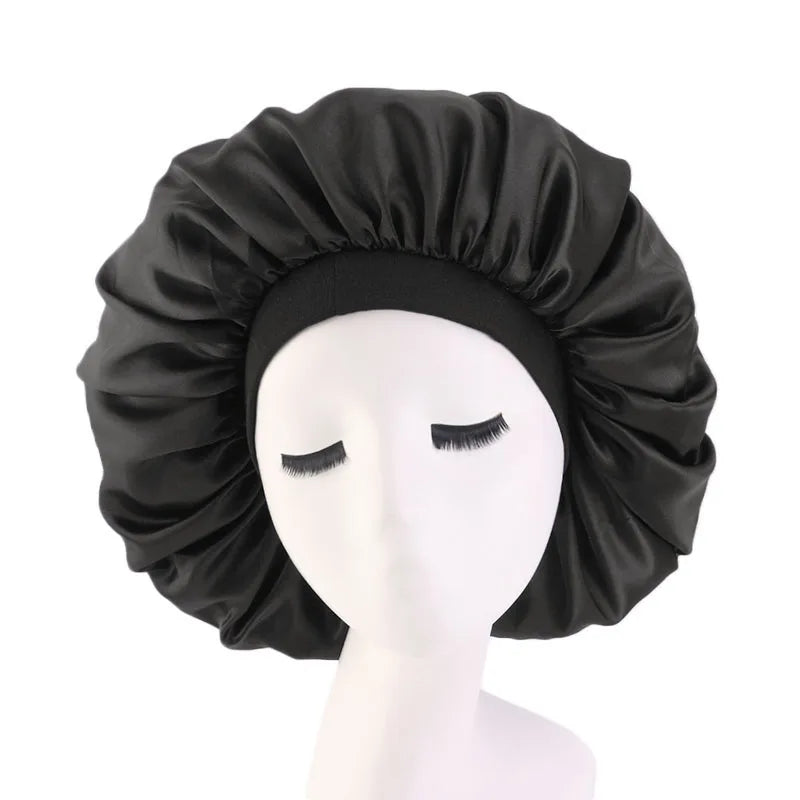 New Women Oversized Silky Hair Soft Elegant Bonnet Solid Color Satin