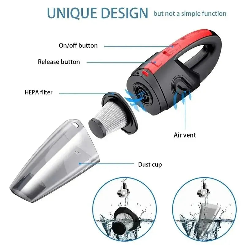 Portable Car Wireless Vacuum Cleaner Powerful Suction Rechargeable