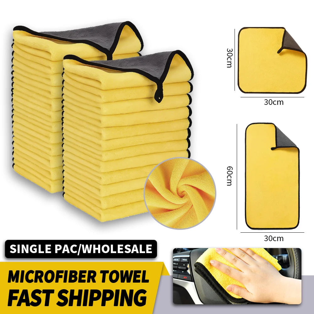 3/5/10Pcs Car Wash Microfiber Towel 30x30/60CM Car Cleaning Drying
