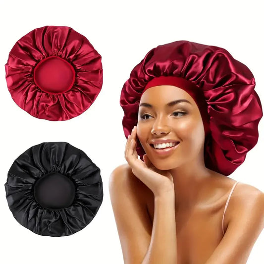 New Women Oversized Silky Hair Soft Elegant Bonnet Solid Color Satin