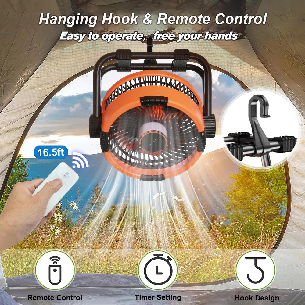 Camping Fan 20000mAh Rechargeable Portable Camping Circulator Fan