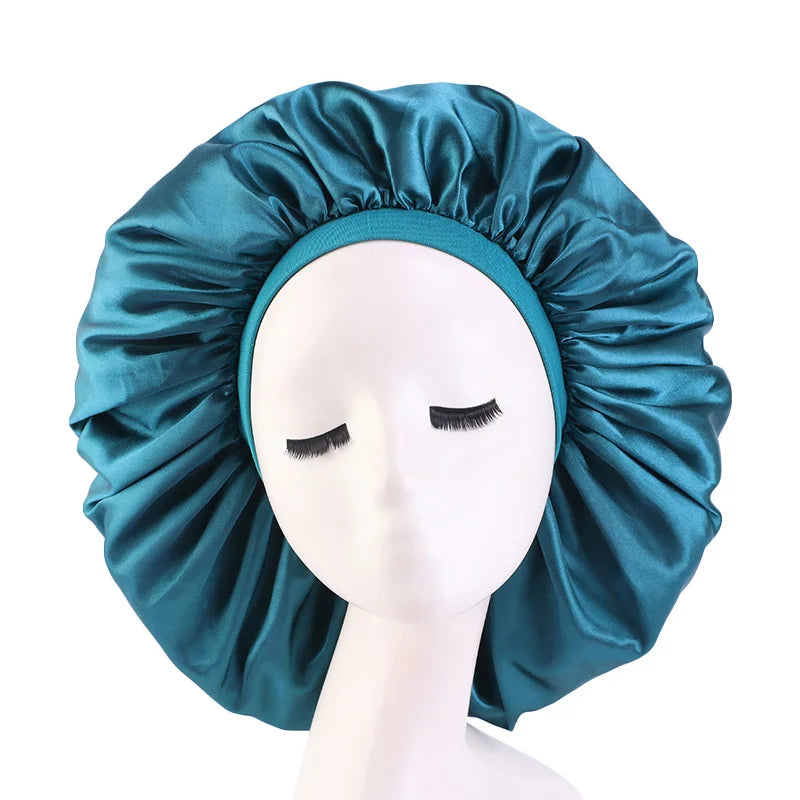 New Women Oversized Silky Hair Soft Elegant Bonnet Solid Color Satin