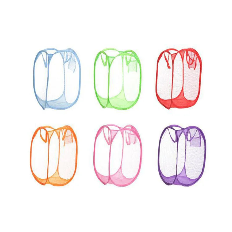 Foldable Color Mesh Clothes Dirty Clothes Basket Household Mesh Dirty