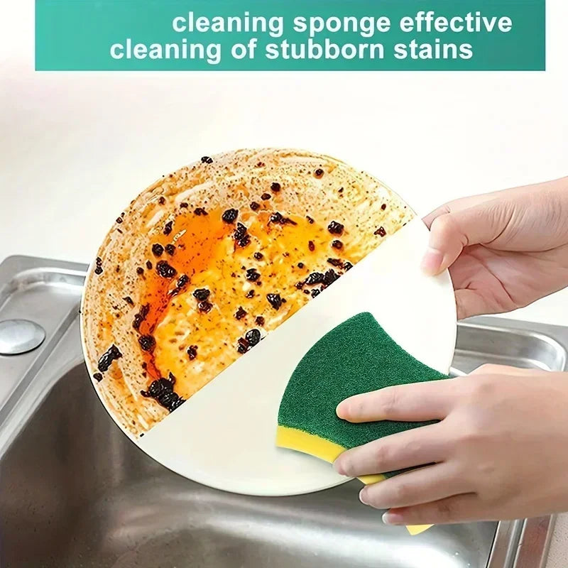 1-60PCS Kitchen Sponges Dual-Sided Scrub Pads Super Absorbent Dish
