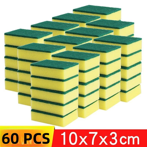 1-60PCS Kitchen Sponges Dual-Sided Scrub Pads Super Absorbent Dish