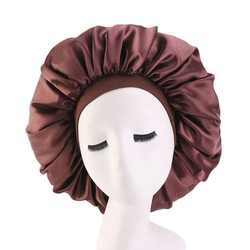 New Women Oversized Silky Hair Soft Elegant Bonnet Solid Color Satin