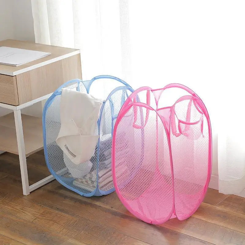 Foldable Color Mesh Clothes Dirty Clothes Basket Household Mesh Dirty