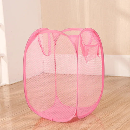 Foldable Color Mesh Clothes Dirty Clothes Basket Household Mesh Dirty