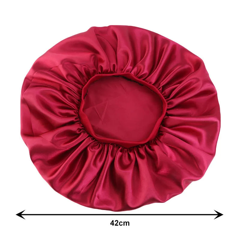 New Women Oversized Silky Hair Soft Elegant Bonnet Solid Color Satin
